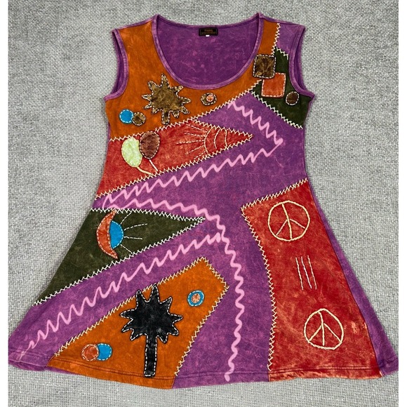 Rising International Dress M/L Boho Artsy Embroidered Whimsical Hippie Read - Picture 3 of 12